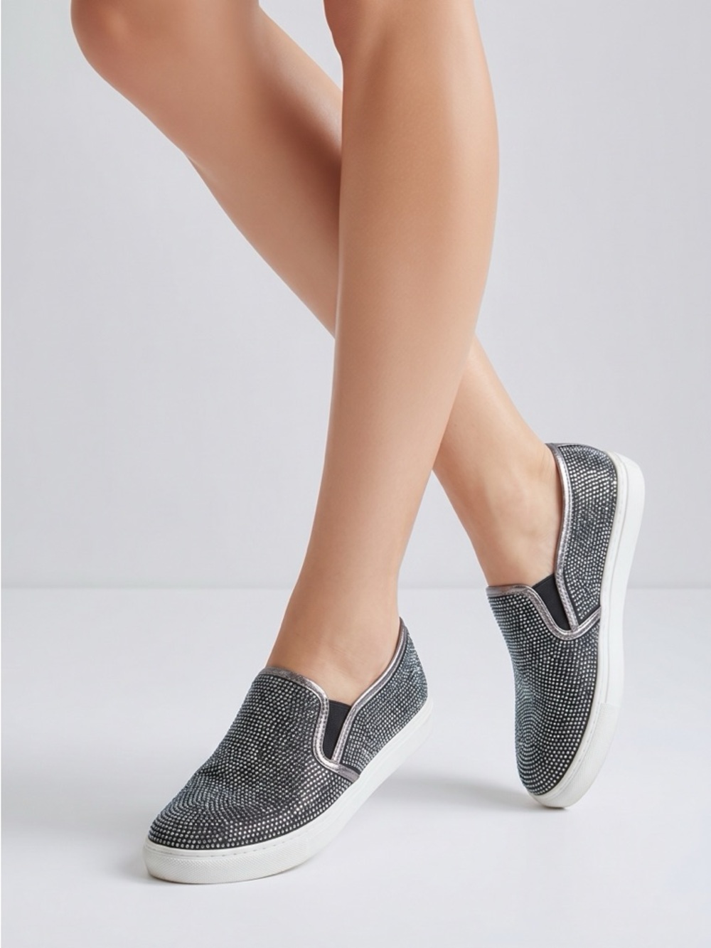 Steve Madden Black with silver small studs Slip-On sneakers